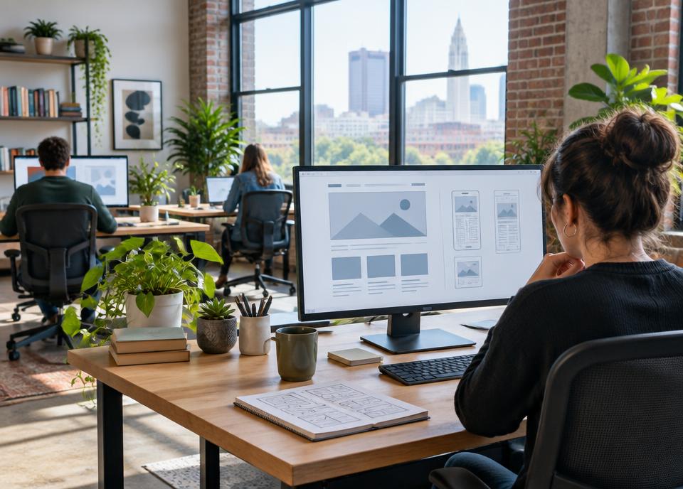 Representative web design agencies category scene, not a photo of a listed business